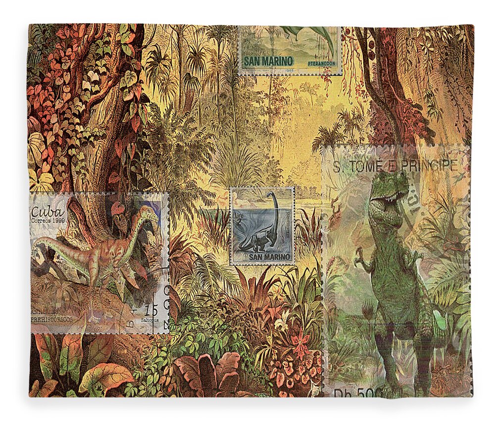 Dinosaurs In Place Fleece Blanket featuring the digital art Dinosaurs In Place by Bellesouth Studio