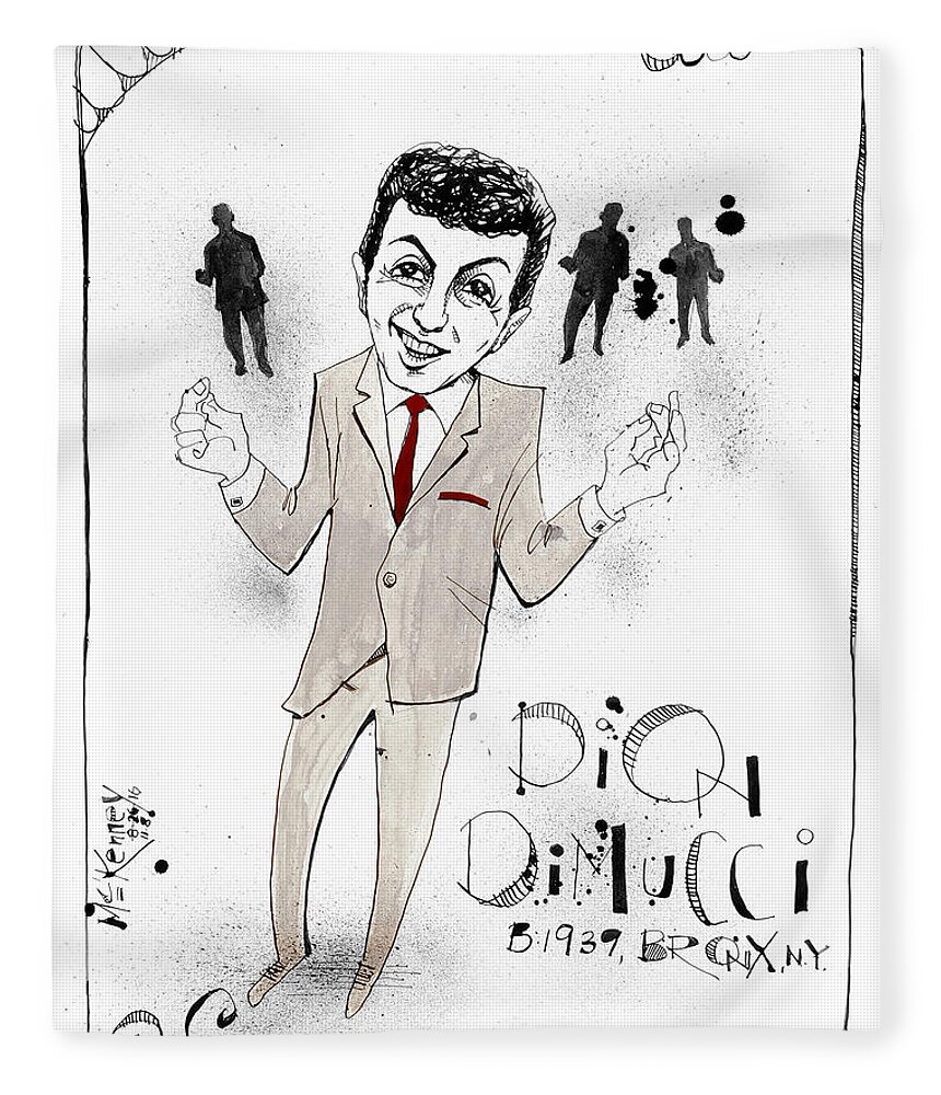  Fleece Blanket featuring the drawing Dion DiMucci by Phil Mckenney