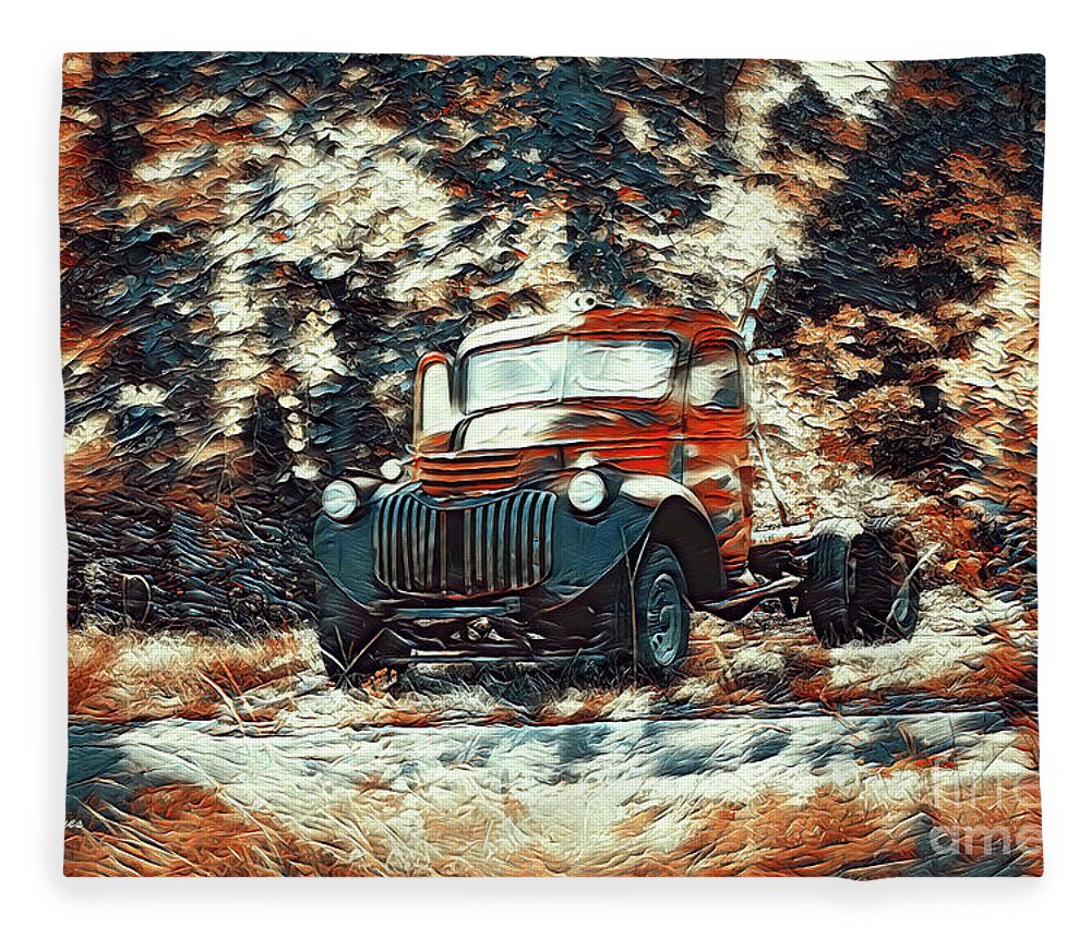 Trucks Fleece Blanket featuring the mixed media Disavowed 2 by DB Hayes