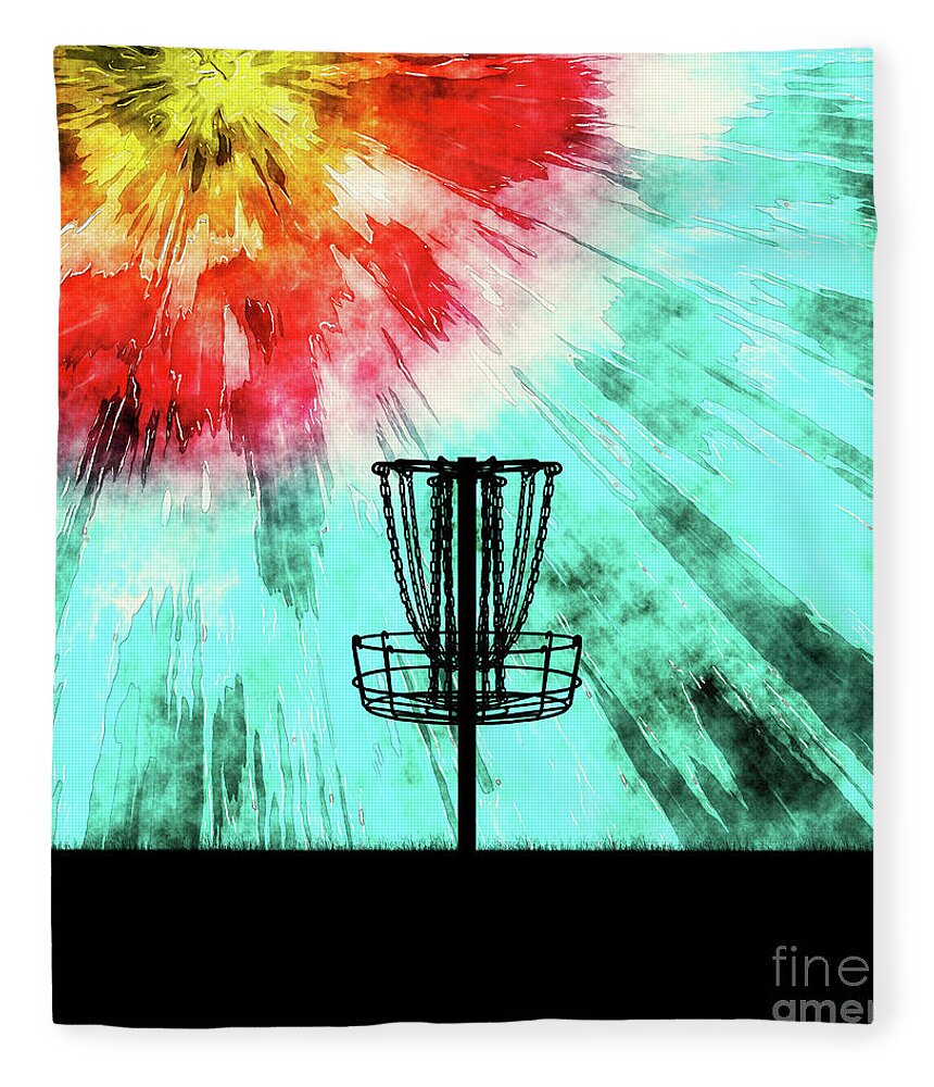 Disc Golf Fleece Blanket featuring the digital art Disc Golf Tie Dye by Phil Perkins
