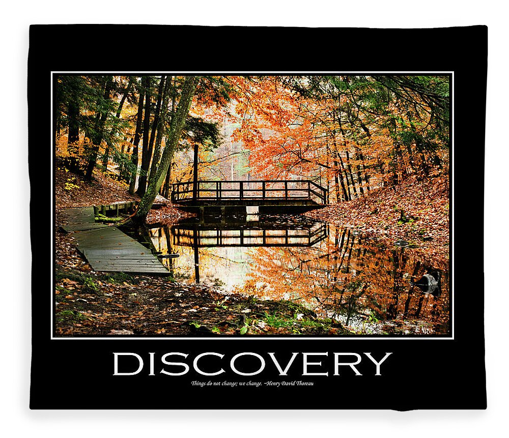 Inspirational Fleece Blanket featuring the mixed media Discovery Inspirational Motivational Poster Art by Christina Rollo