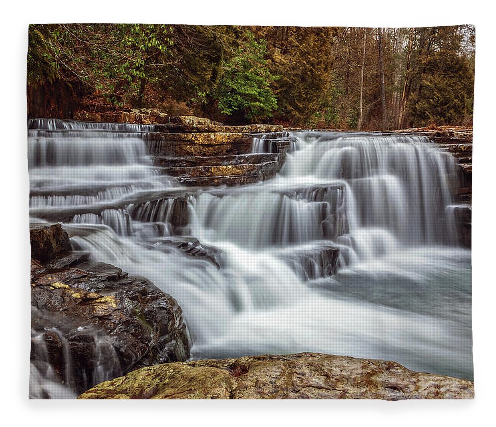 Waterfall Fleece Blanket featuring the photograph Dismal Falls by Tricia Louque