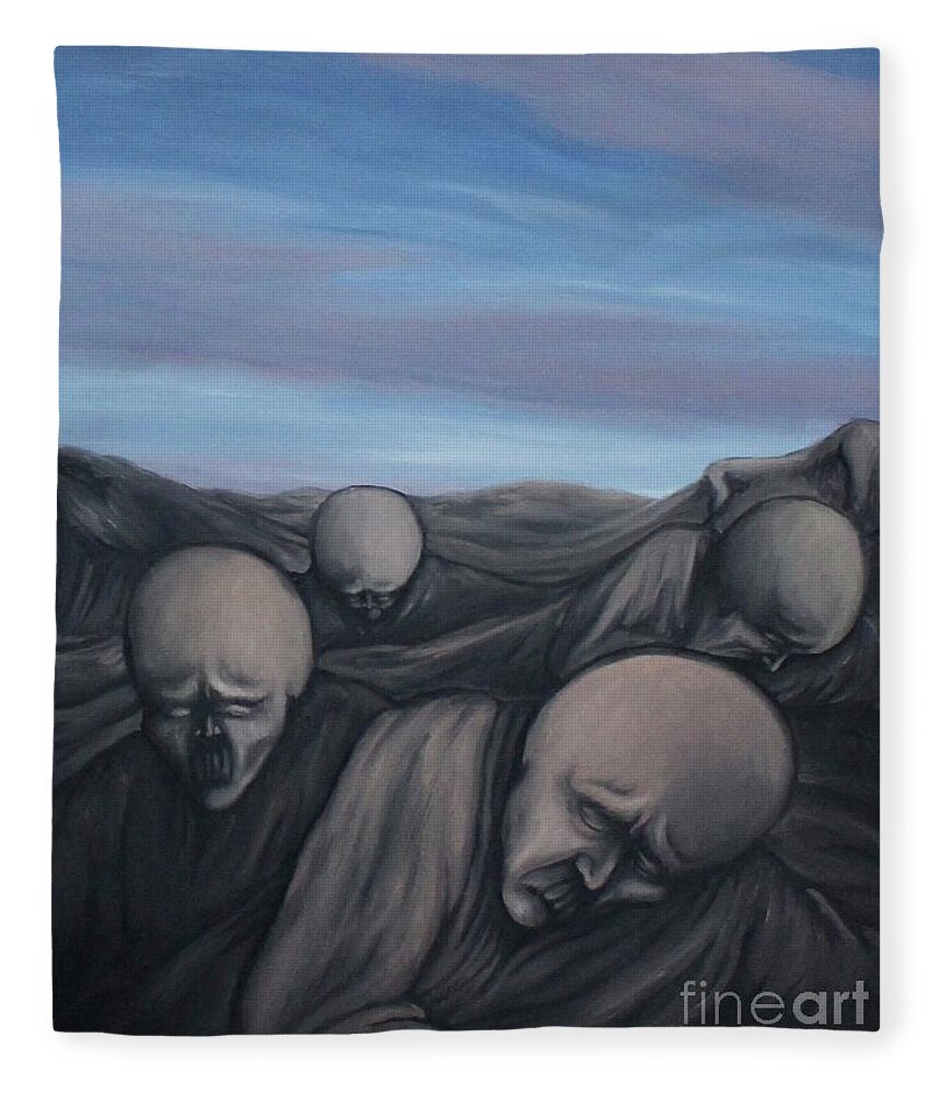 Tmad Fleece Blanket featuring the painting Dismay by Michael TMAD Finney