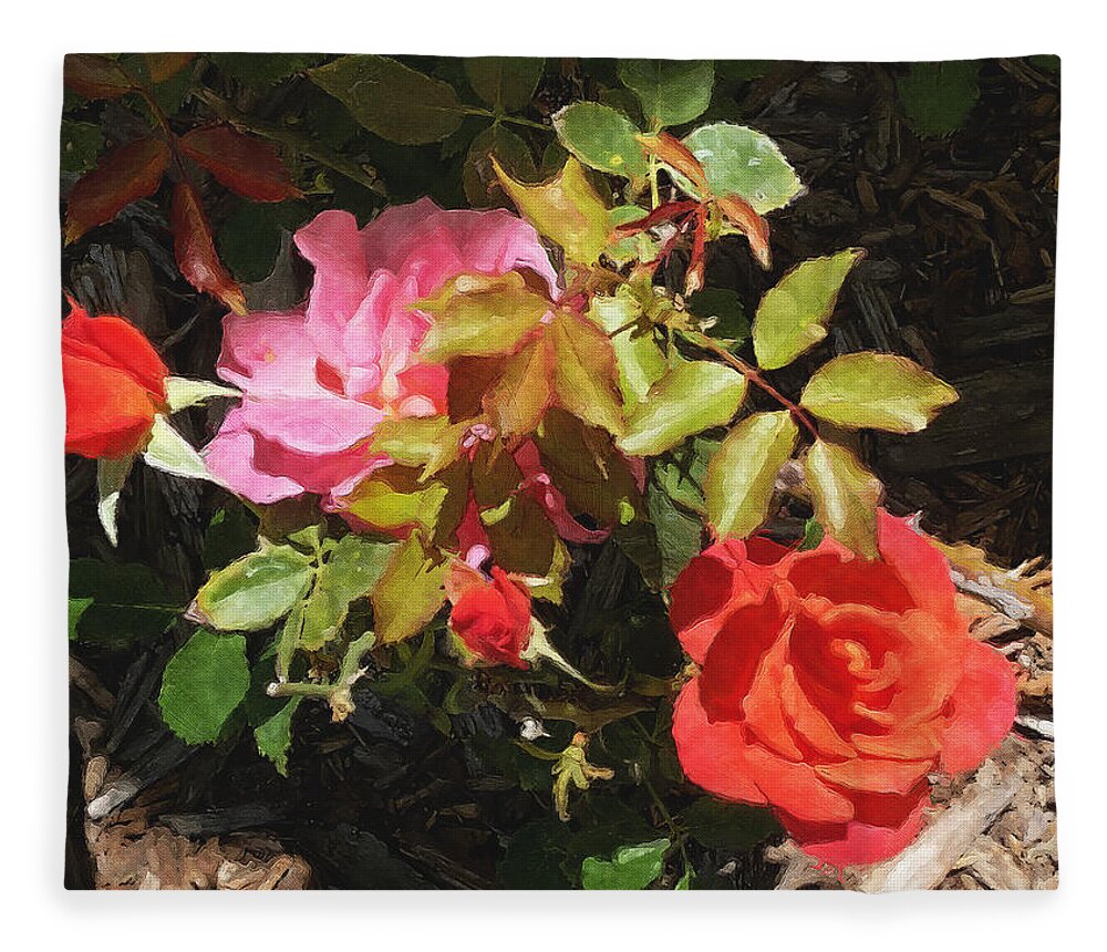 Roses Fleece Blanket featuring the photograph Disney Roses Four by Brian Watt