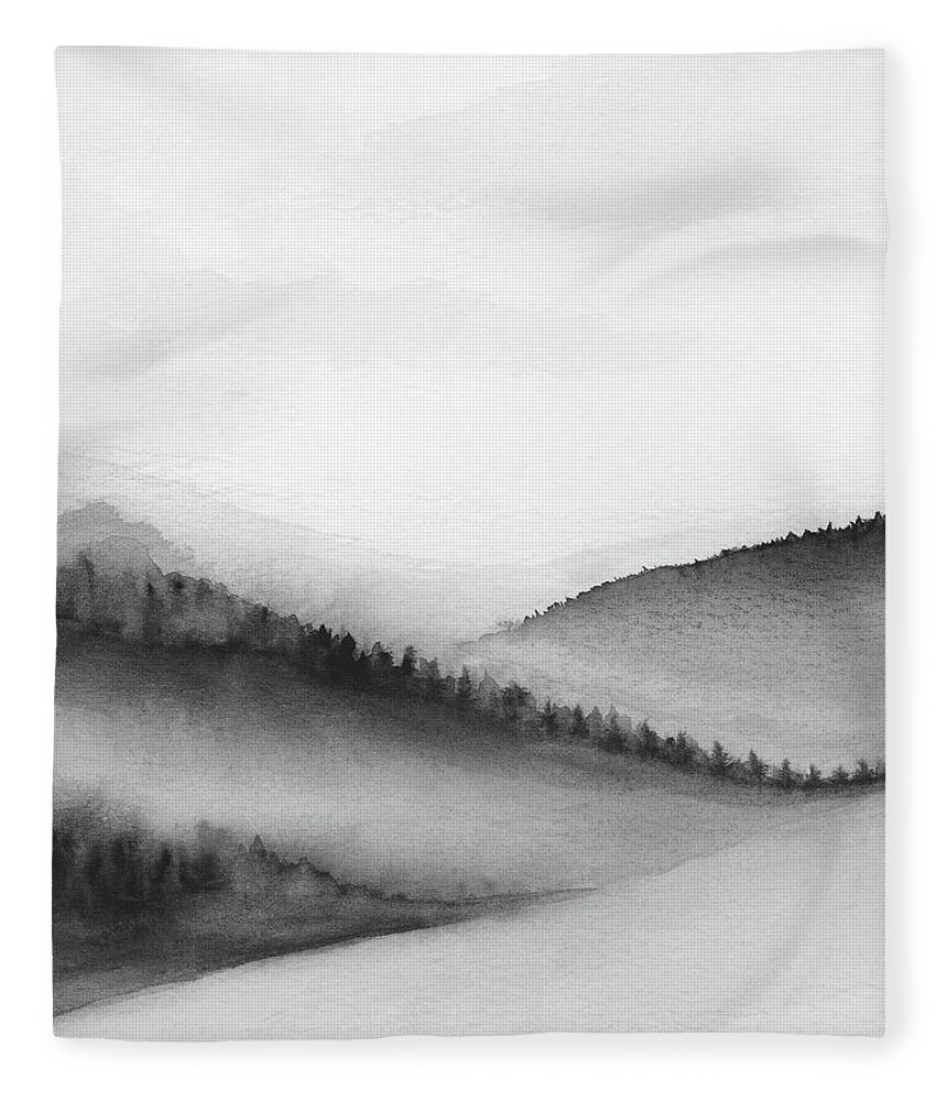 White Fleece Blanket featuring the painting Deep Valley II by Rachel Elise