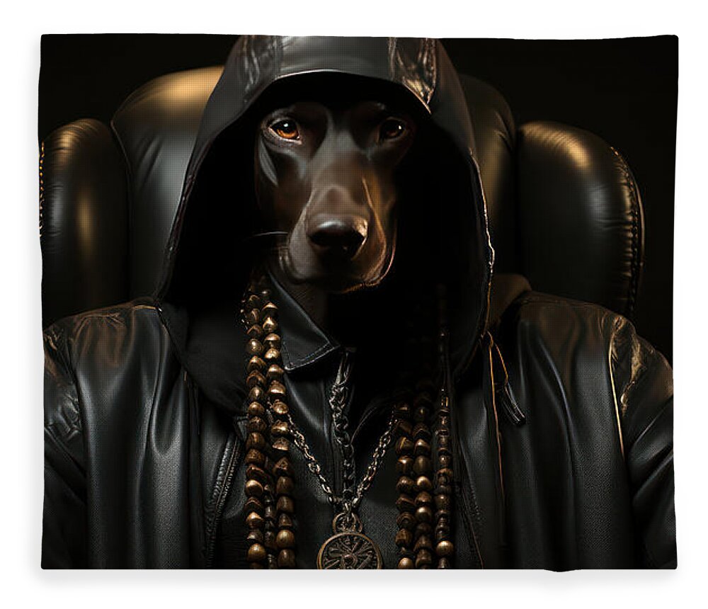 Dog Fleece Blanket featuring the digital art Doberman Pinscher Jackson by Evie Carrier