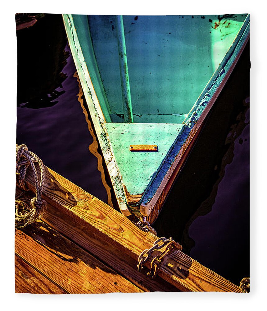 Antique Fleece Blanket featuring the photograph Dockside. by Jeff Sinon
