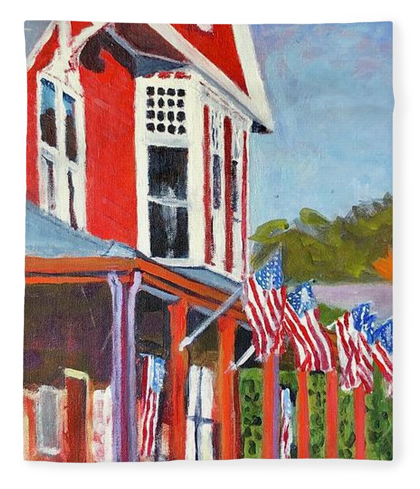 Dodges Store Fleece Blanket featuring the painting Dodges Store by Cyndie Katz