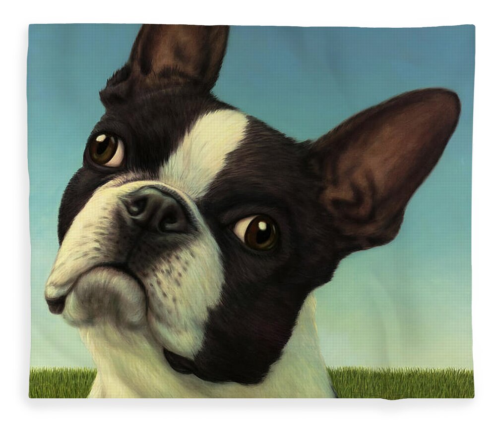 Dog Fleece Blanket featuring the painting Dog-Nature 4 by James W Johnson