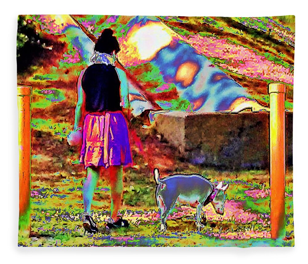 Abstract Fleece Blanket featuring the photograph Dog Walker by Andrew Lawrence