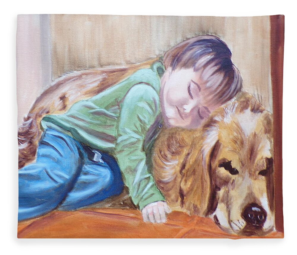 Pets Fleece Blanket featuring the painting Doggy Pillow by Kathie Camara