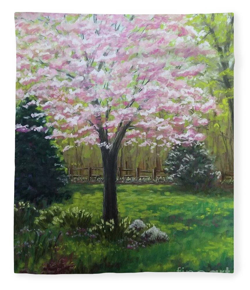 Dogwood Fleece Blanket featuring the pastel Dogwood Spring SOLD prints available by Lisa Bliss Rush