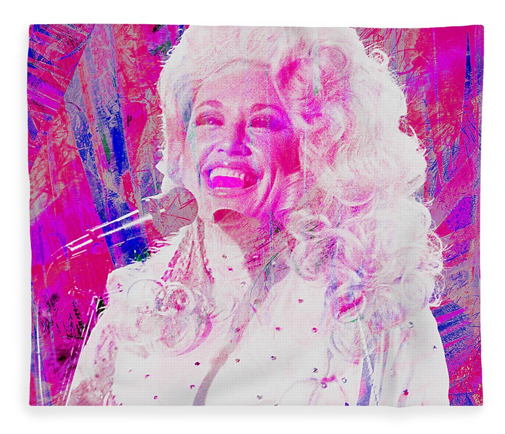 Dolly Parton Fleece Blanket featuring the digital art Dolly Parton by Rob Hemphill