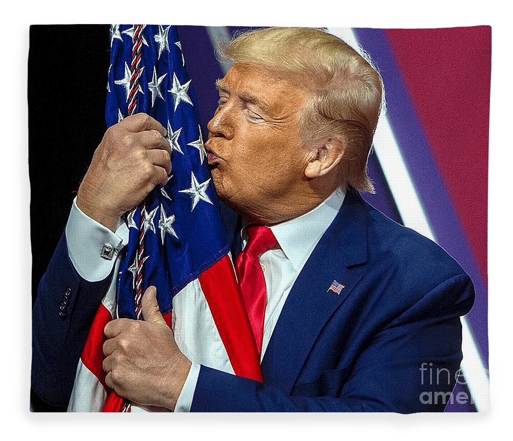 Donald Fleece Blanket featuring the photograph Donald Trump by Action