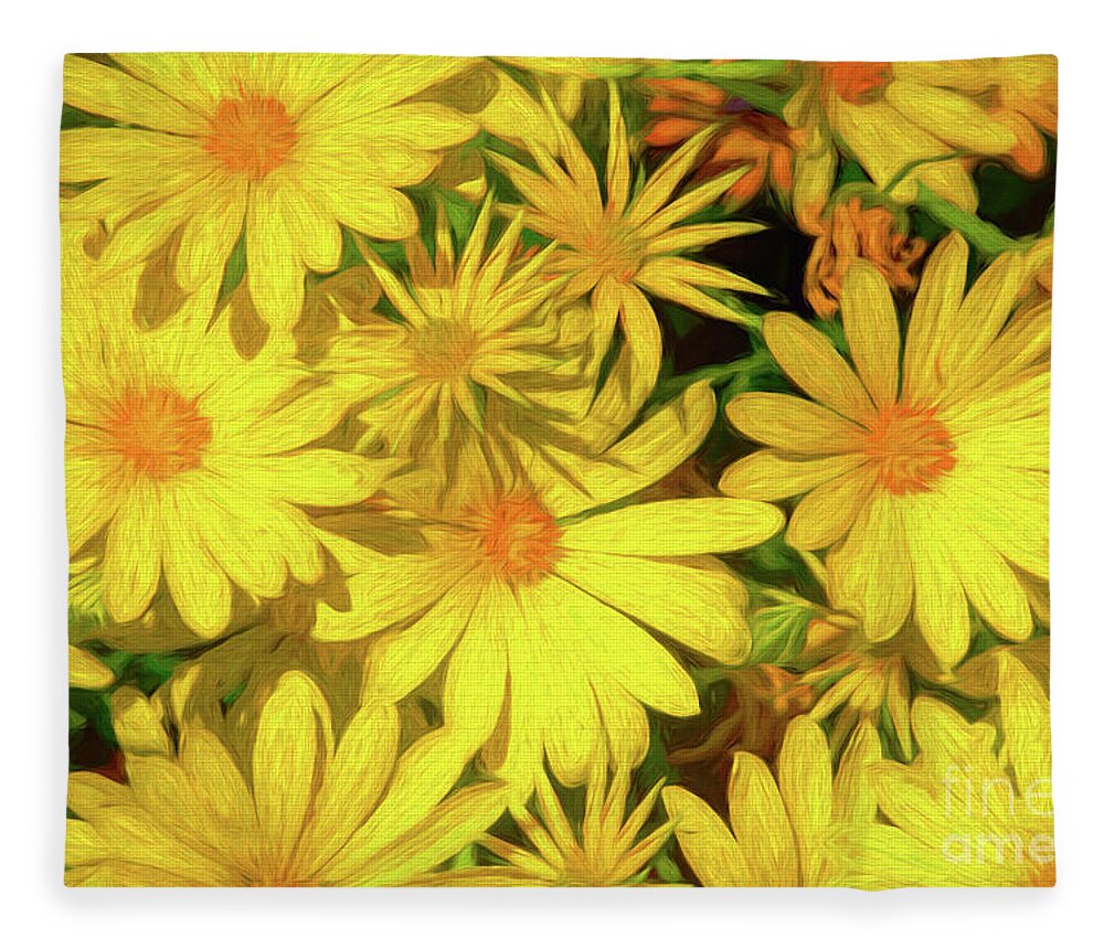 Summer Fleece Blanket featuring the photograph Doronicum Orientale Perennial Abstract by Diana Mary Sharpton