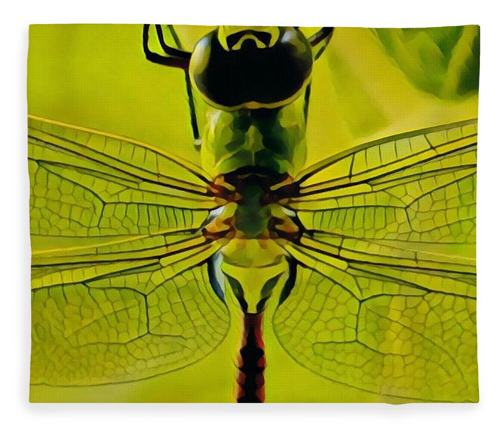 Insect Fleece Blanket featuring the painting Dragon Fly by Marilyn Smith
