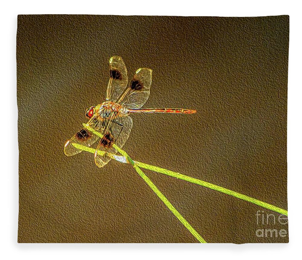 Dragon Fly Fleece Blanket featuring the digital art Dragonfly by Patti Powers