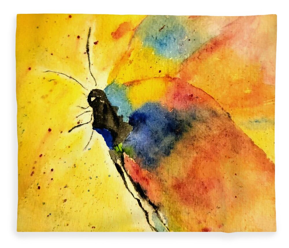 Dragonfly Fleece Blanket featuring the painting Dragonfly by Shady Lane Studios-Karen Howard