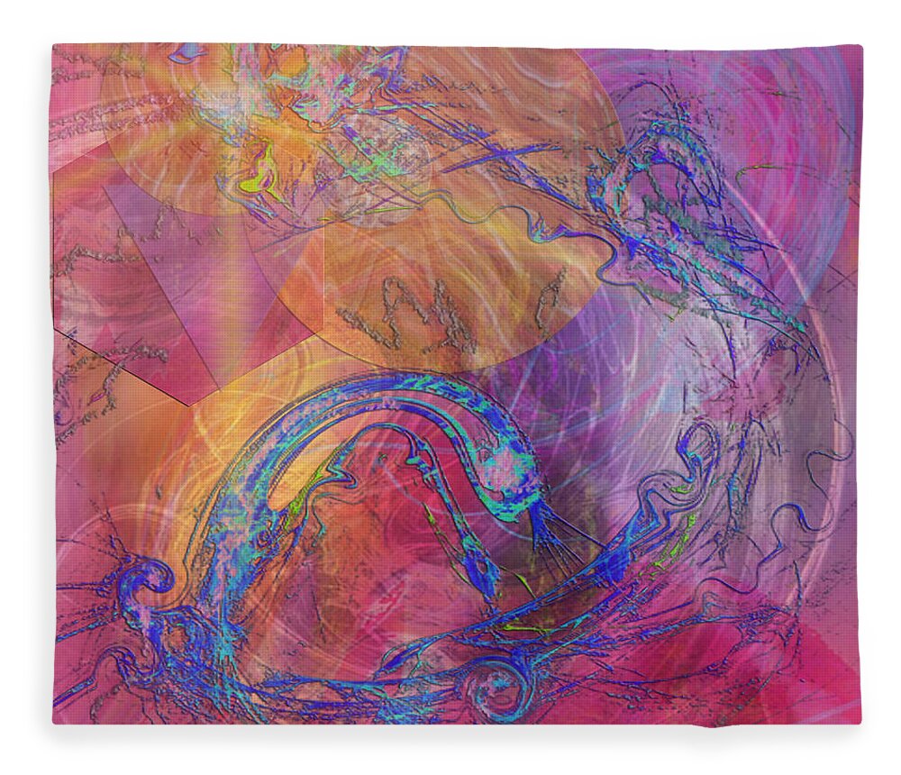 Dragon Fleece Blanket featuring the digital art Dragon's Tale - Square Version by Studio B Prints