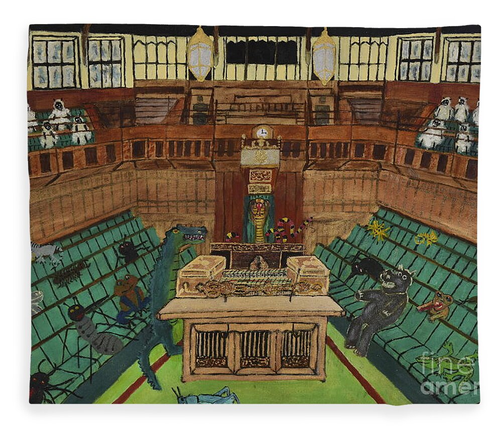 Parliament Fleece Blanket featuring the painting Drain the Swamp by David Westwood