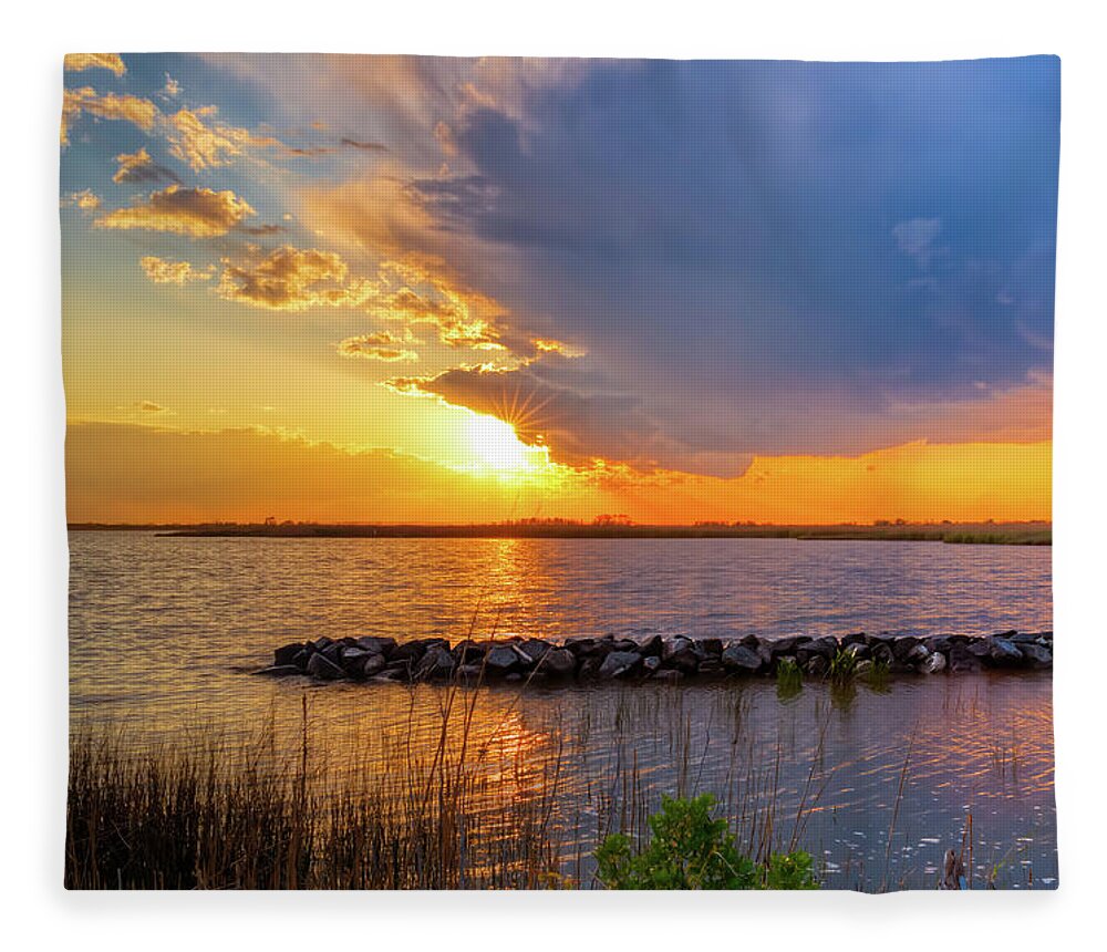 Back Bay Fleece Blanket featuring the photograph Dramatic Back Bay Sunset by Donna Twiford