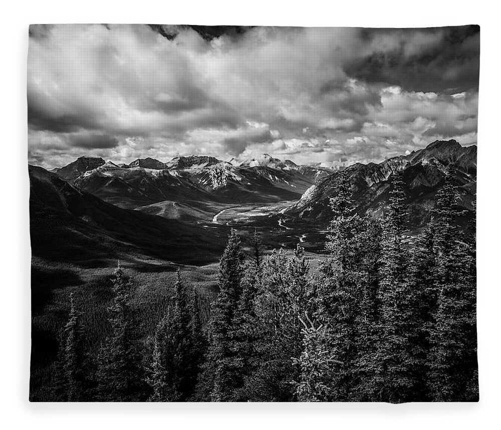 Bow Valley Fleece Blanket featuring the photograph Dramatic Black And White Bow Valley Canada by Dan Sproul