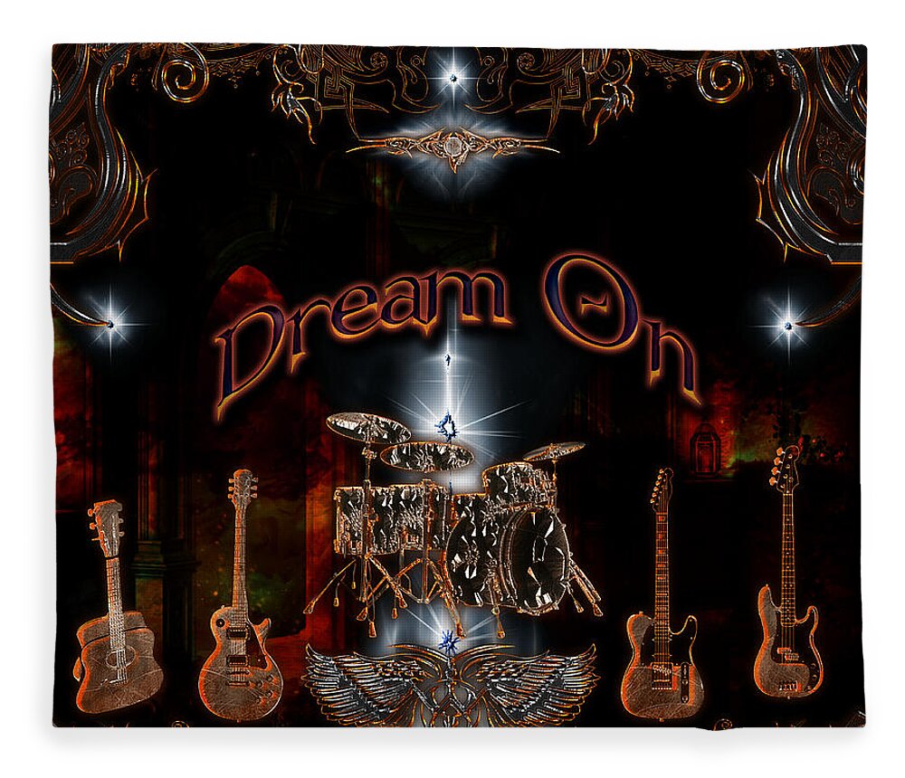 Aerosmith Fleece Blanket featuring the digital art Dream On by Michael Damiani