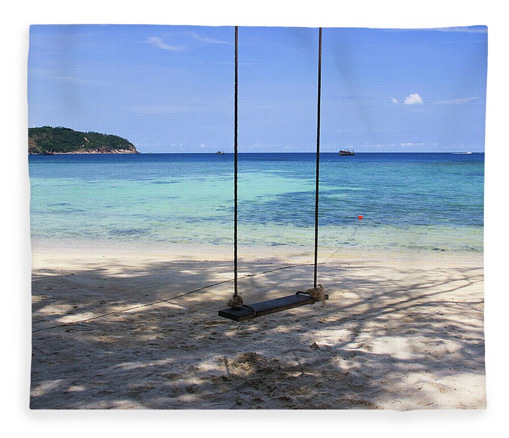 Swing Fleece Blanket featuring the photograph Dream paradise swing by Josu Ozkaritz