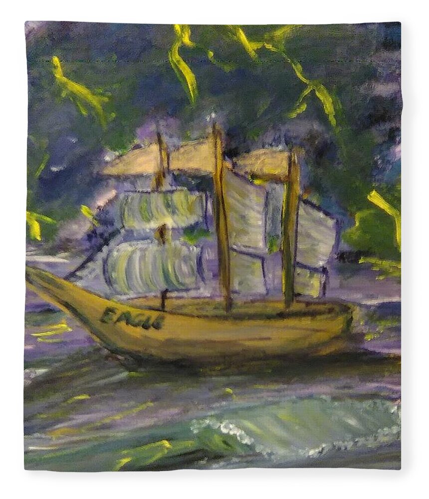 Sailboat Fleece Blanket featuring the painting Dreamboat Tempest by Andrew Blitman