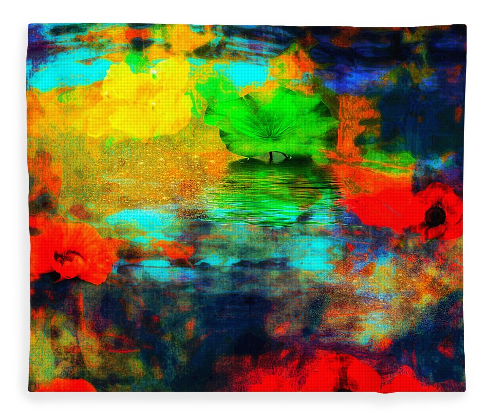 Abstract Art Fleece Blanket featuring the mixed media Dreaming by Canessa Thomas