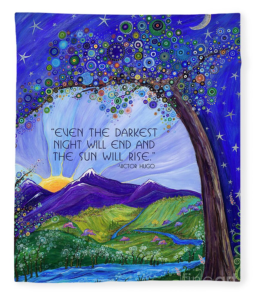 Dreaming Tree Fleece Blanket featuring the digital art Dreaming Tree with Quote by Tanielle Childers