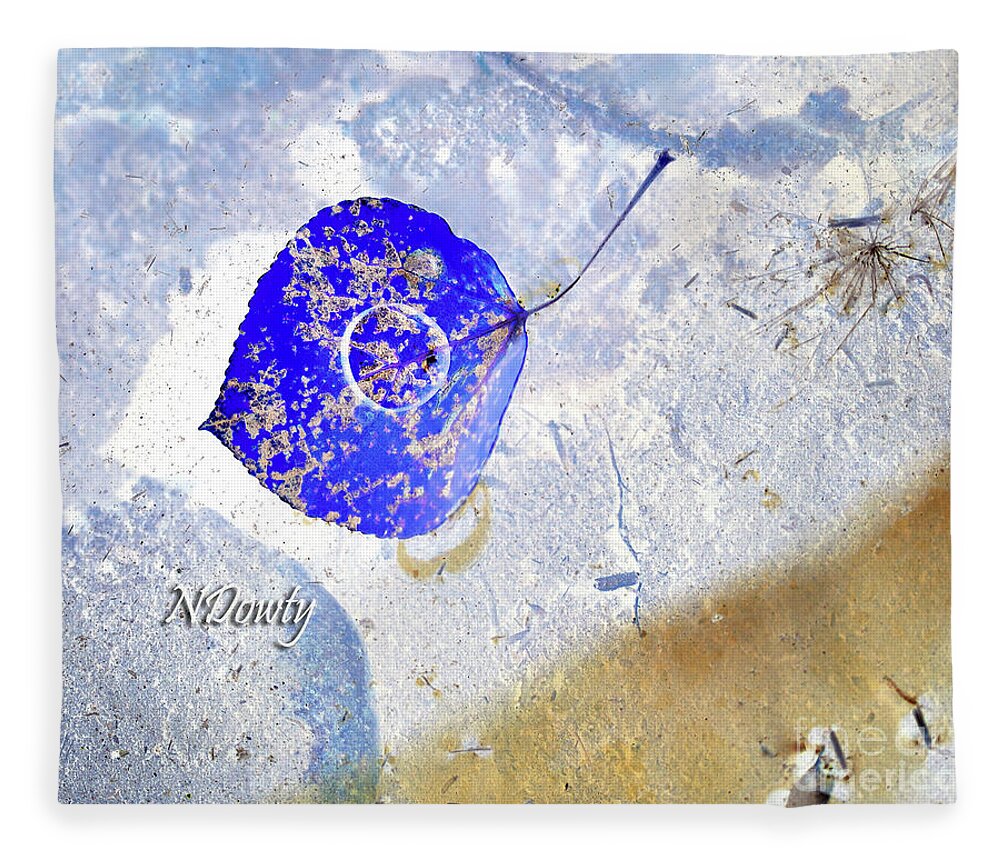 Drop On Aspen Leaf-abstract Fleece Blanket featuring the photograph Drop On Aspen Leaf-Abstract by Natalie Dowty