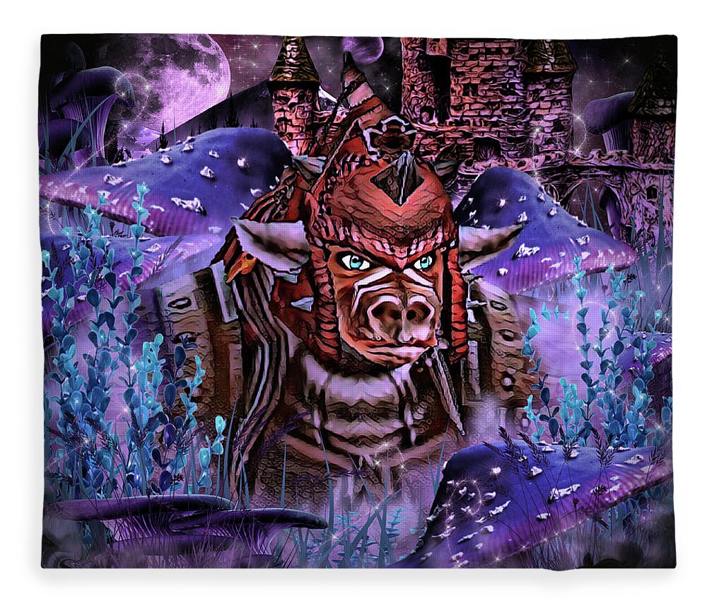 Digital Art Fleece Blanket featuring the digital art Druid for the Horde by Artful Oasis