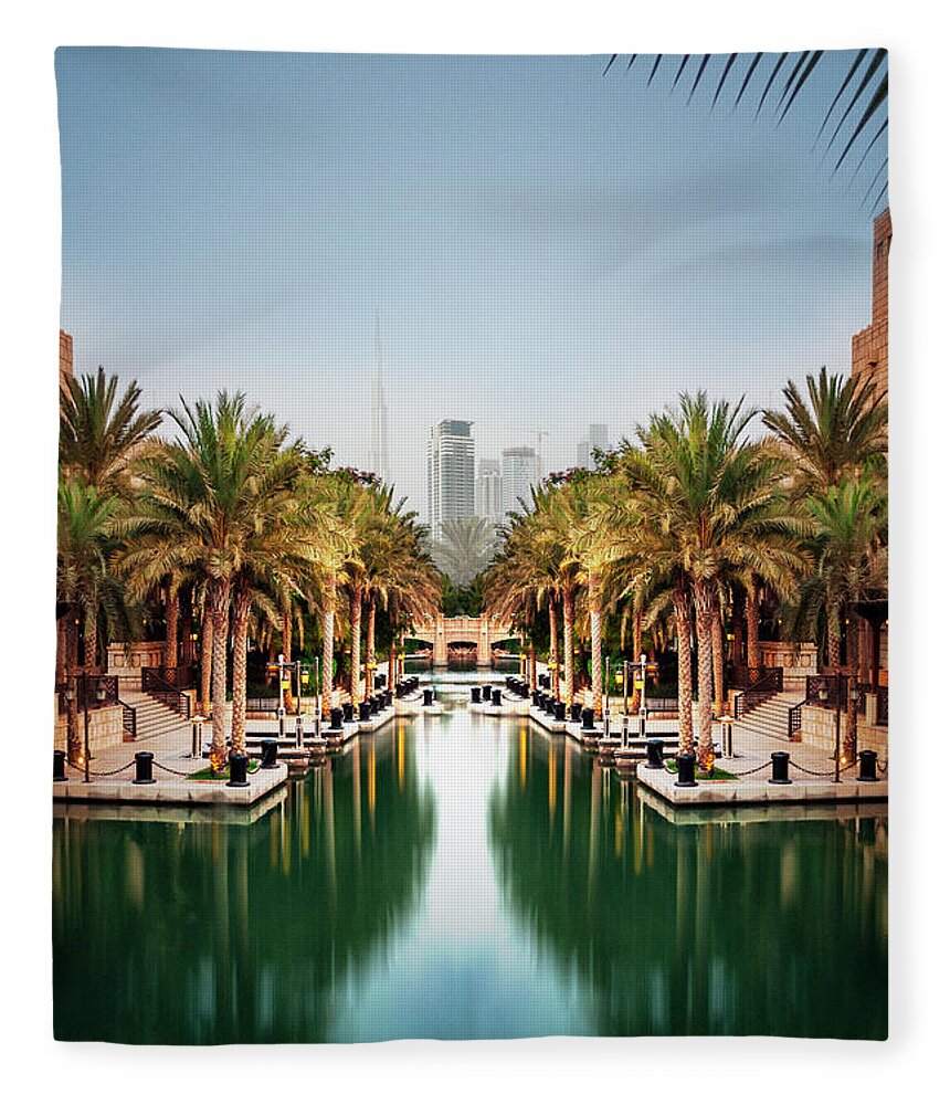 Dubai Fleece Blanket featuring the photograph Dubai cityscape by Jelena Jovanovic
