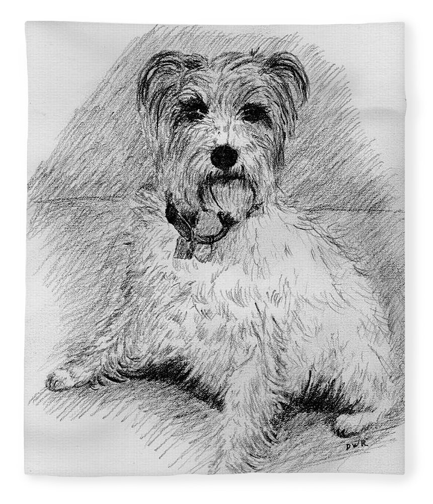 Dog Fleece Blanket featuring the drawing Duke by Daniel Reed
