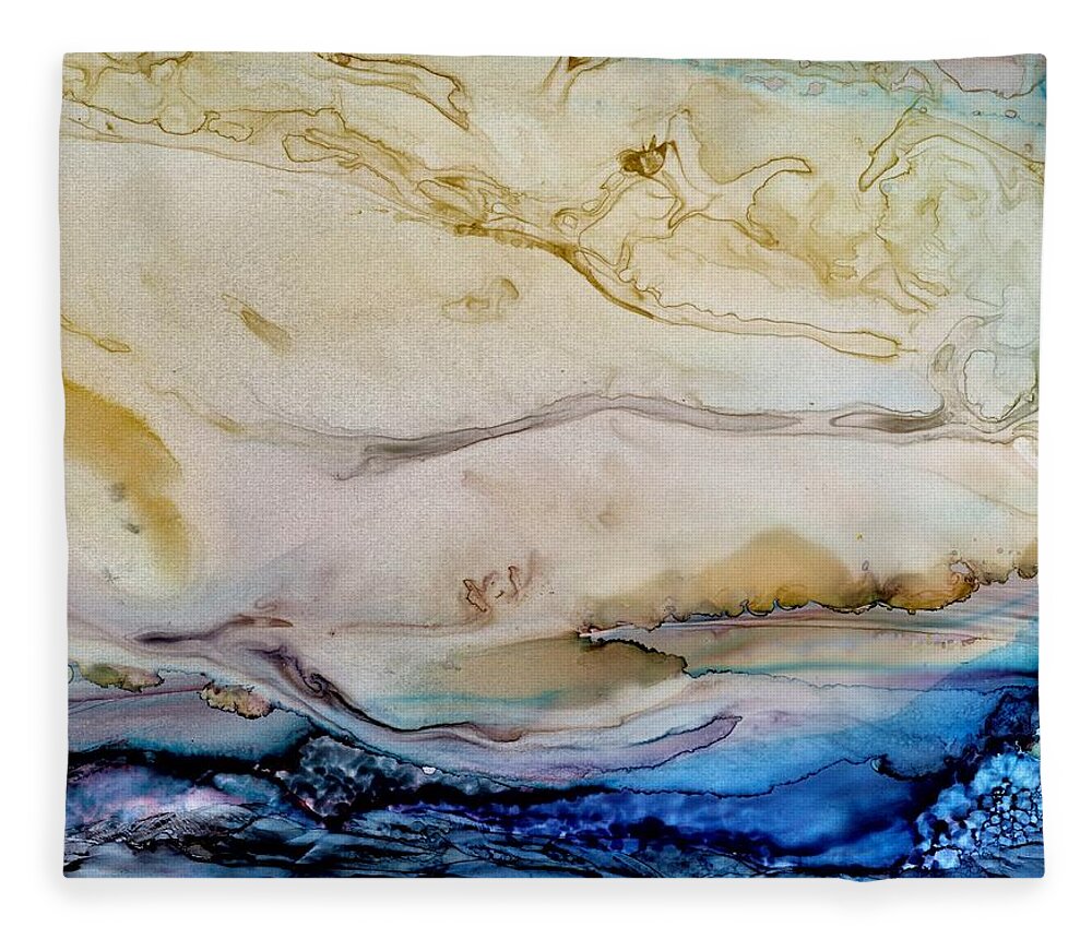 Cloud Fleece Blanket featuring the painting Dune walk by Angela Marinari