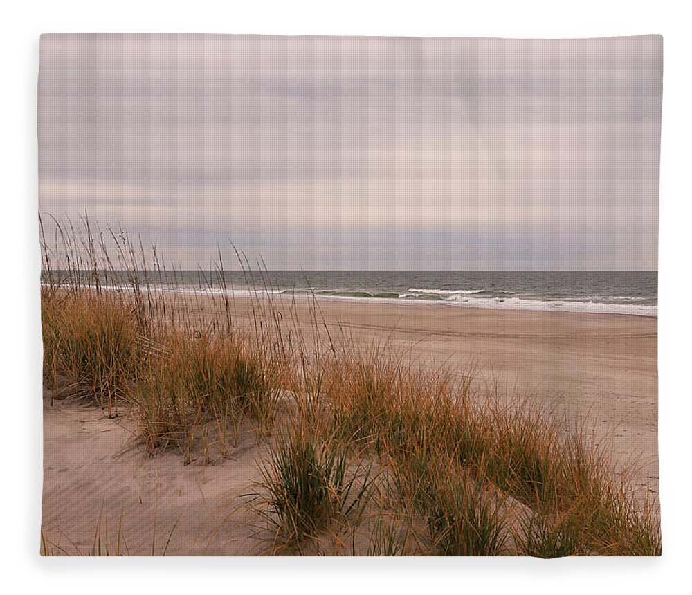 Atlantic Ocean Fleece Blanket featuring the photograph Dunes at the Atlantic Ocean by Karen Ruhl