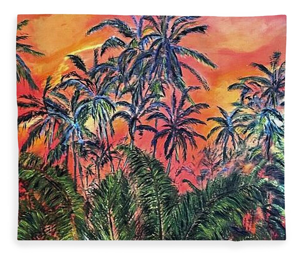 Aina Fleece Blanket featuring the painting E ola i ka 'Aino o Kilauea II by Michael Silbaugh