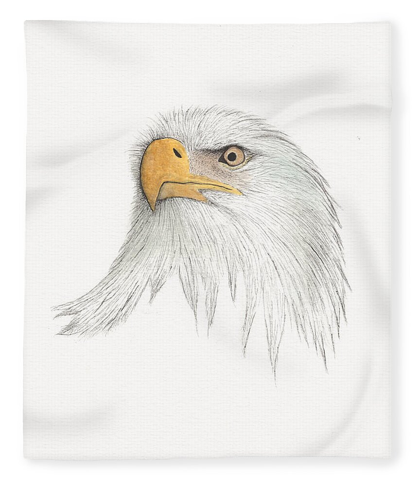 Eagle Watercolor Fleece Blanket featuring the painting Eagle #2 by Bob Labno