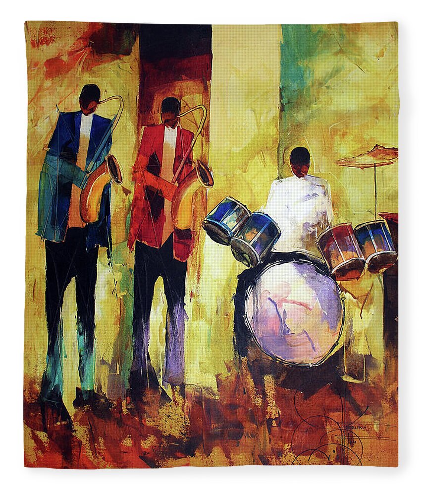 Nni Fleece Blanket featuring the painting Early Hours by Ndabuko Ntuli