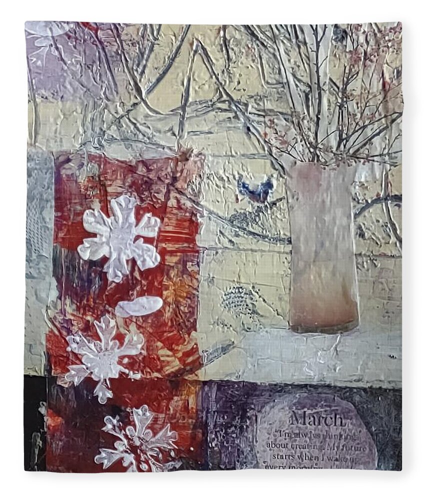 Spring Fleece Blanket featuring the mixed media Early Spring by Suzanne Berthier