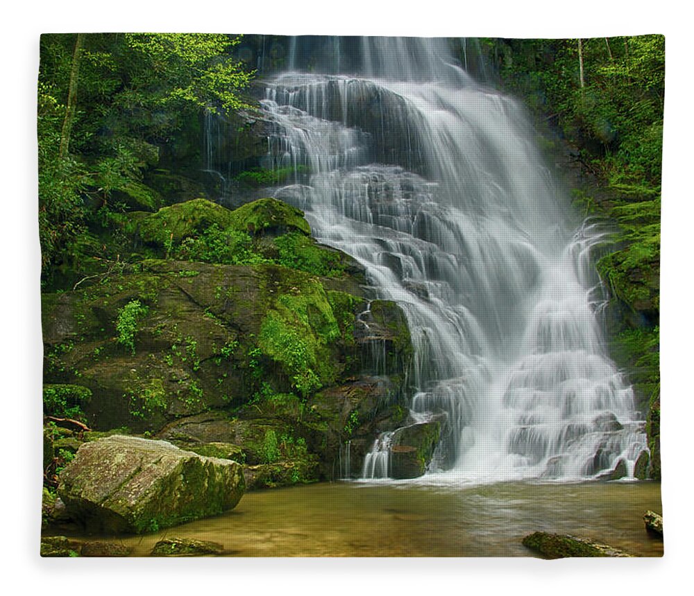 Waterfall Fleece Blanket featuring the photograph Eastatoe Falls by Melissa Southern