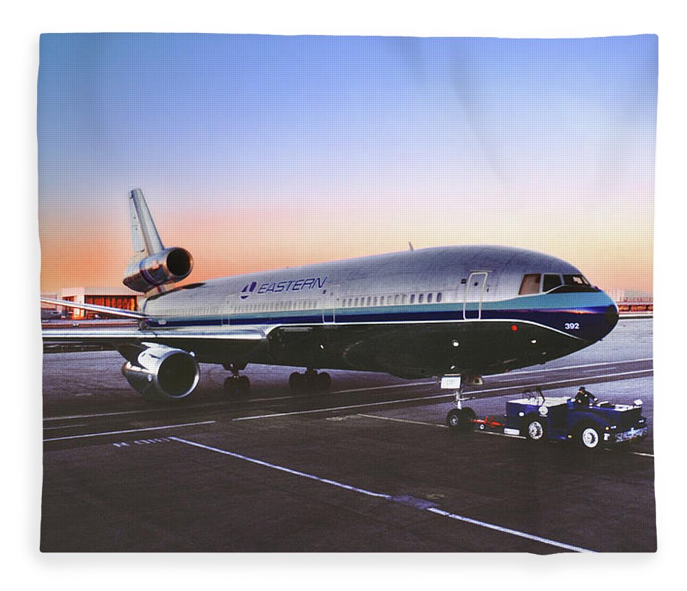 Eastern Airlines Fleece Blanket featuring the photograph Eastern Airlines DC-10-30 at Miami by Erik Simonsen