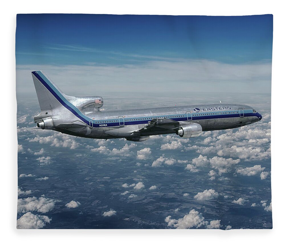 Eastern Airlines Fleece Blanket featuring the mixed media Eastern Airlines L-1011 TriStar by Erik Simonsen