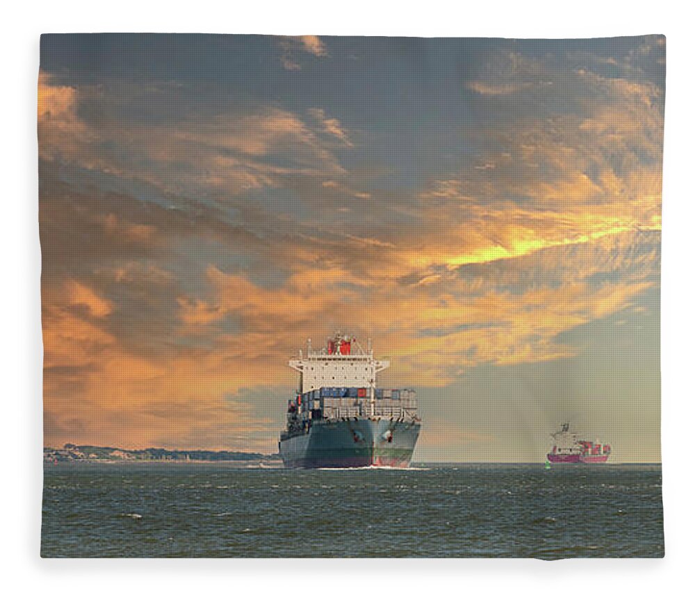 Mol Destiny Fleece Blanket featuring the photograph Eastern Seaboard Maritime Vessel by Dale Powell