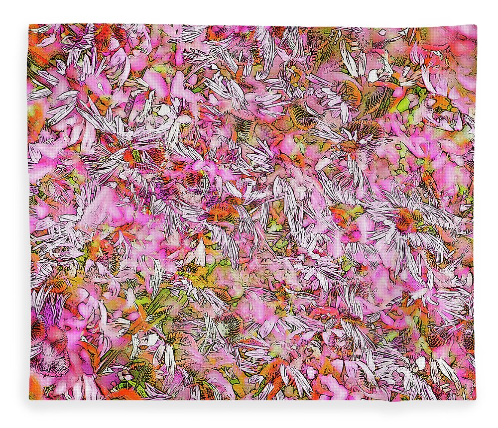 Abstract Fleece Blanket featuring the digital art Echinacea Purpurea by Frans Blok