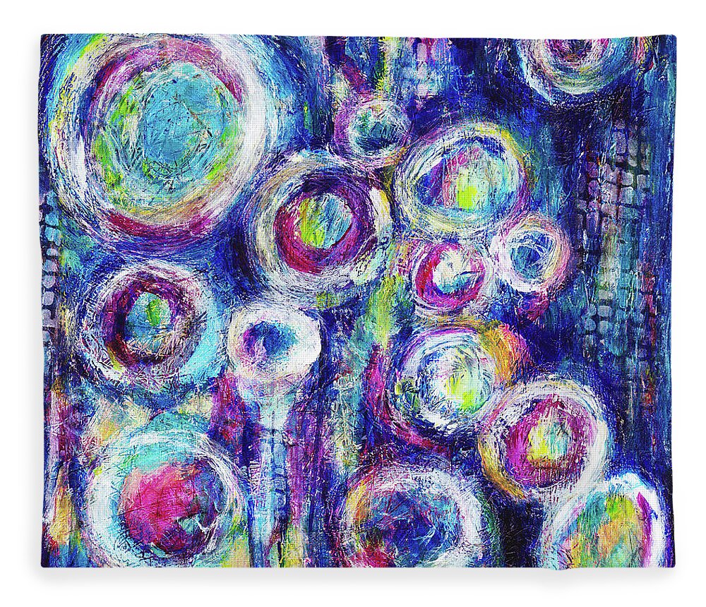 Abstract Fleece Blanket featuring the painting Echoes by Winona's Sunshyne