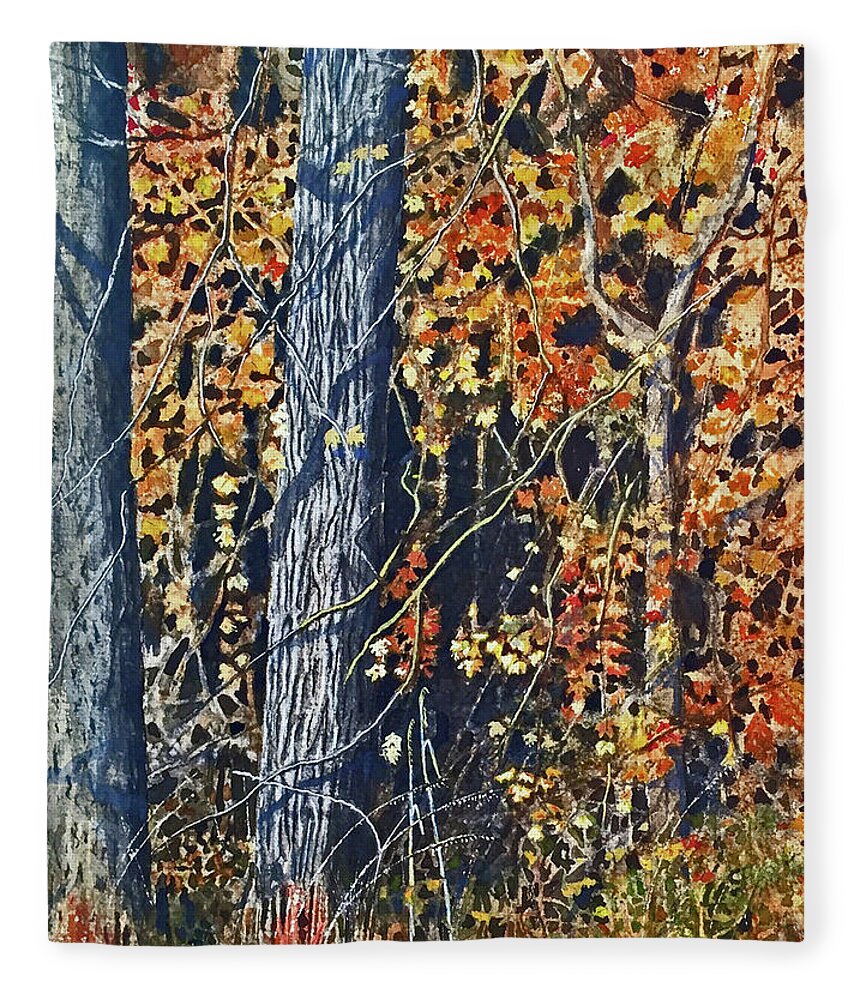 Oak Trees Fleece Blanket featuring the painting Edge Of The Field by John Glass