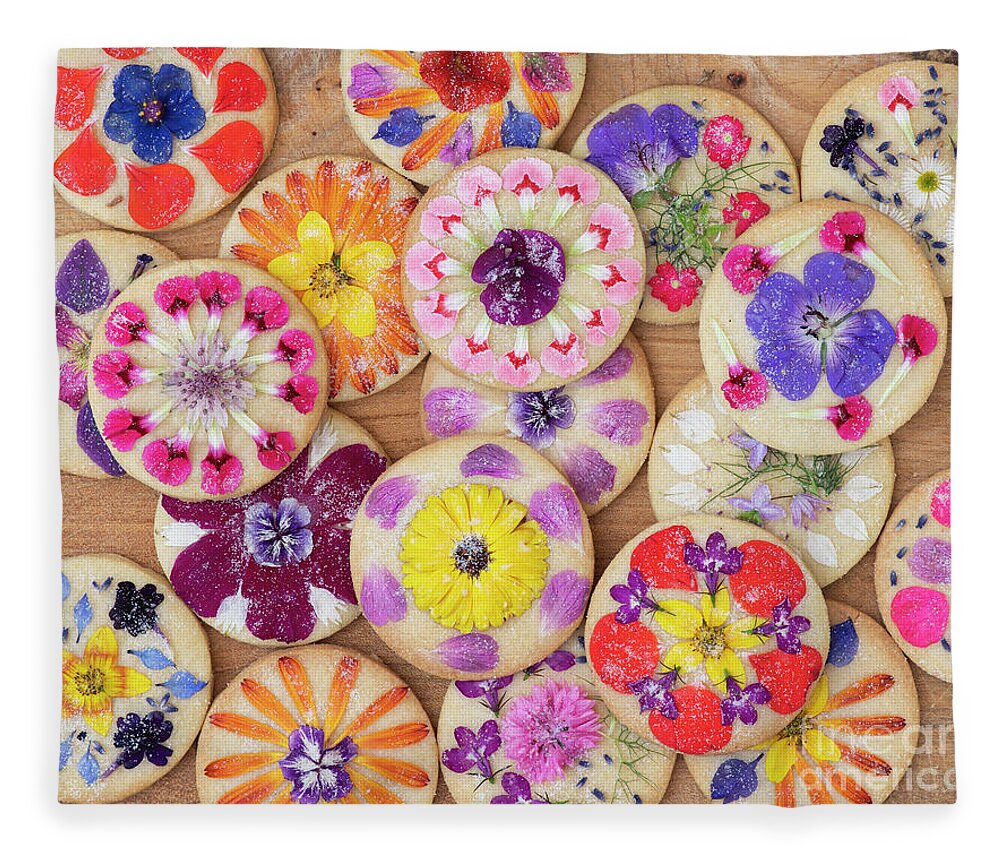 Edible Flowers Fleece Blanket featuring the photograph Edible Flower Shortbread Cookies by Tim Gainey