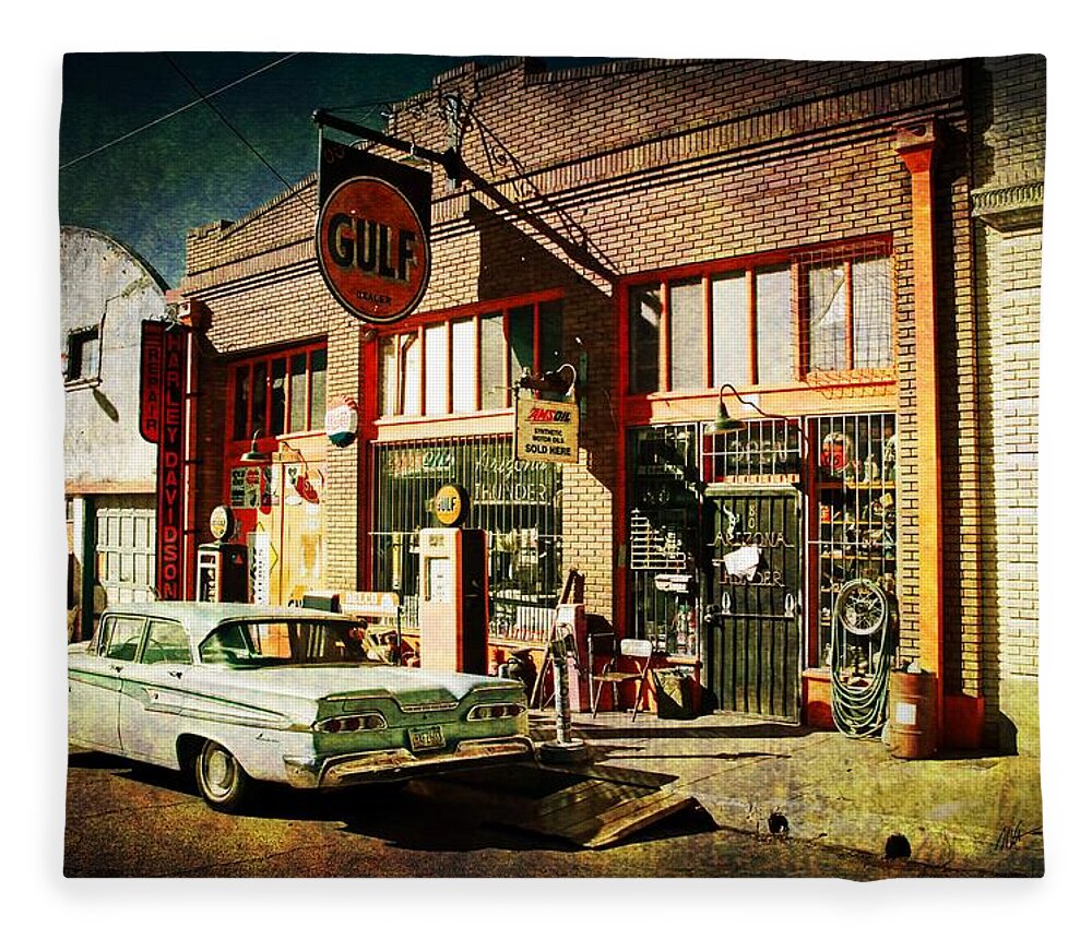 Lowell Fleece Blanket featuring the photograph Edsel at Gulf by Mark Valentine